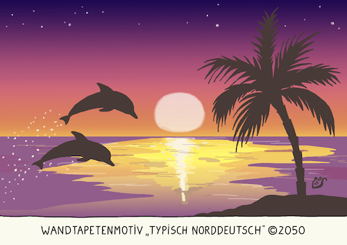 Cartoon: Wandtapete (medium) by Dodenhoff Cartoons tagged dekoration,nordsee,klimawandel,temperaturen,delfine,palme,insel,hitze,klimaerwärmung,dekoration,nordsee,klimawandel,temperaturen,delfine,palme,insel,hitze,klimaerwärmung