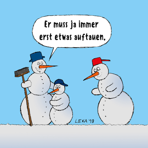 Cartoon: lexatoon Auftauen (medium) by lexatoons tagged lexatoon,auftauen,schneemann,kinder,zurückhaltend,eltern,erziehung,lexatoon,auftauen,schneemann,kinder,zurückhaltend,eltern,erziehung