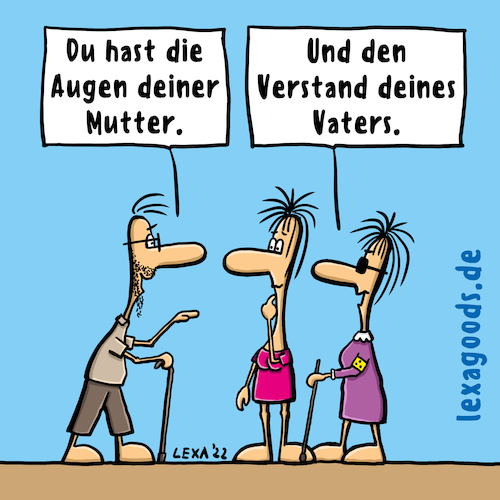 Cartoon: lexatoon Augen der Mutter (medium) by lexatoons tagged lexatoon,die,augen,deiner,mutter,vater,tochter,verstand,intelligent,dumm,blind,lexatoon,die,augen,deiner,mutter,vater,tochter,verstand,intelligent,dumm,blind