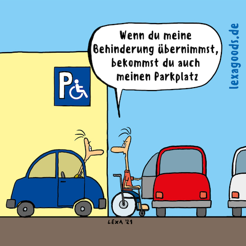 Cartoon: lexatoon Behinderten-Parkplatz (medium) by lexatoons tagged lexatoon,behinderten,parkplatz,rollstuhl,behindert,parken,auto,autofahrer,lexatoon,behinderten,parkplatz,rollstuhl,behindert,parken,auto,autofahrer