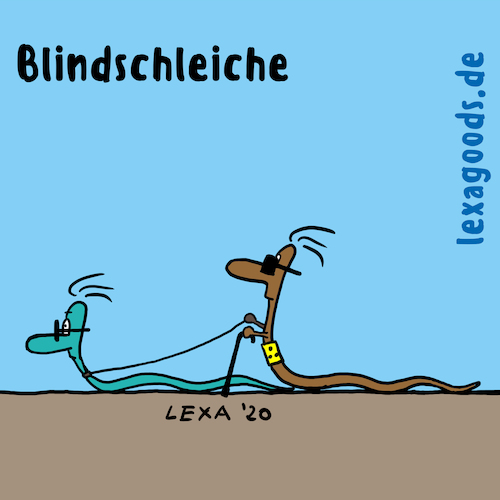 Cartoon: lexatoon Blindschleiche (medium) by lexatoons tagged lexatoon,blindschleiche,schlange,blind,blindenhund,lexatoon,blindschleiche,schlange,blind,blindenhund