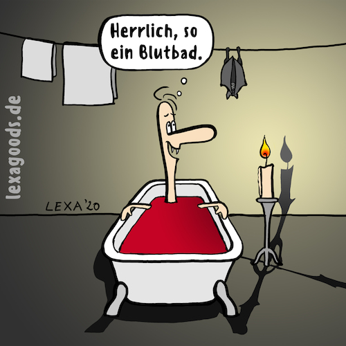 Cartoon: lexatoon Blutbad (medium) by lexatoons tagged lexatoon,blutbad,vampir,fledermaus,but,badewanne,baden,lexatoon,blutbad,vampir,fledermaus,but,badewanne,baden