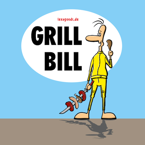 Cartoon: lexatoon Grill Bill (medium) by lexatoons tagged lexatoon,grill,bill,kill,tarentino,grillen,bbq,spieß,fleisch,samurai,lexatoon,grill,bill,kill,tarentino,grillen,bbq,spieß,fleisch,samurai