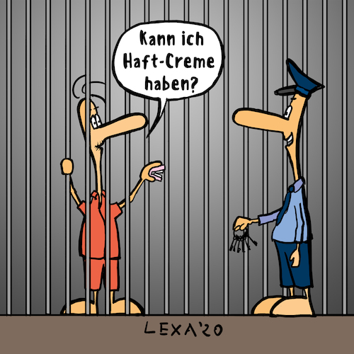 Cartoon: lexatoon Haftcreme (medium) by lexatoons tagged lexatoon,haftcreme,knast,gefängnis,gefangener,lexatoon,haftcreme,knast,gefängnis,gefangener