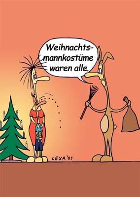 Cartoon: Weihnachtsmannkostüm (medium) by lexatoons tagged weihnachten,christmas,xmas,weihnachtsmann,santa,claus,osterhase,kostüm