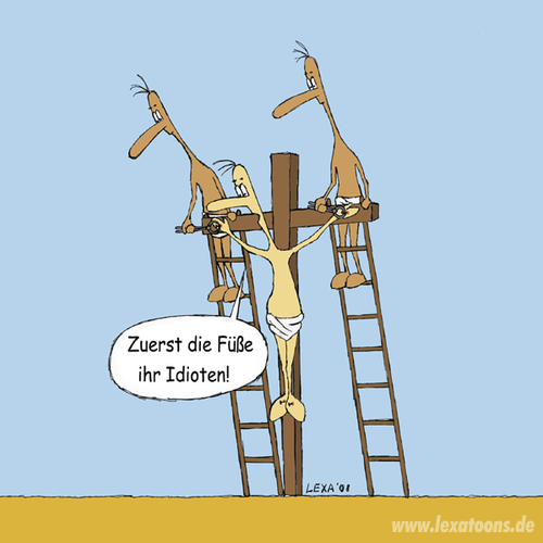 Cartoon: Zuerst die Füße (medium) by lexatoons tagged jesus,kreuz