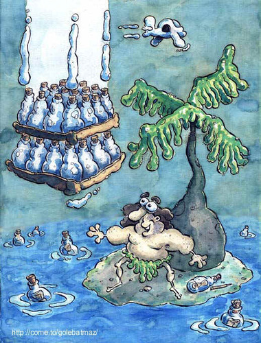 Cartoon: ada (medium) by Gölebatmaz tagged issiz,ada,yardim,deniz,sos