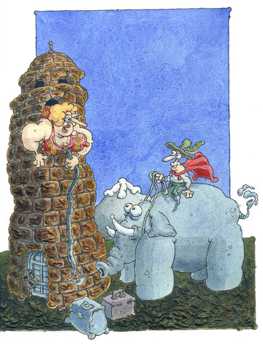Cartoon: fil (medium) by Gölebatmaz tagged kule,ask,asik,kadin,fil