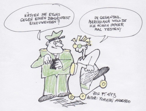 Cartoon: Ein Test am Straßenrand (medium) by Jos F tagged polizist,verkehrskontrolle,hippie,roller,bulle,vespa