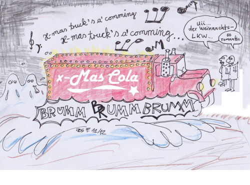 Cartoon: romantic x-mas (medium) by Jos F tagged xmas,christmas,truck,romantic,coca,cola