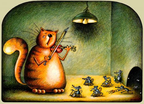 Cartoon: musikfan (medium) by kurtu tagged no,,katze,tiere,maus,mäuse,musik,musiker,geige,instrument,zuschauer,zuhörer,freundschaft,feindschaft,locken,fans,kultur,genuss,waffenstillstand