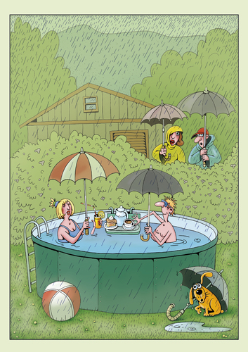 Cartoon: Schwimmliebhaber (medium) by kurtu tagged schwimmer,hobby,regen,schwimmer,hobby,regen