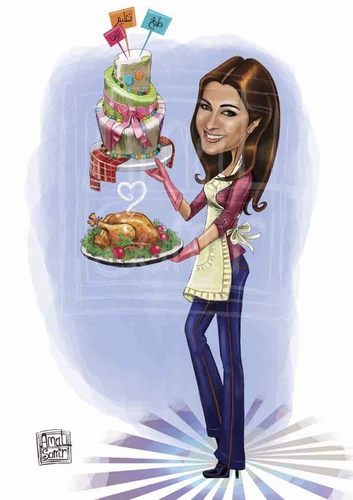 Cartoon: chef ghada (medium) by Amal Samir tagged cartoon,chef,illustration,cake,cook,women,lady