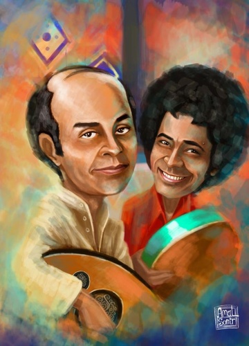 Cartoon: Mounir and Mounib (medium) by Amal Samir tagged mounir,singer,caricature,digital,drawings