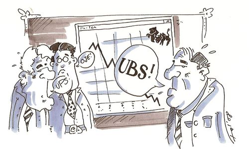 Cartoon: Das UBS Debakel (medium) by talbiez tagged ubs,banker,bankenkrise,finanzkrise,schweiz,ups