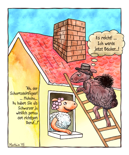 Cartoon: schwarzes Schaf ... (medium) by martinchen tagged schaf,schwarz,rassismus,racism