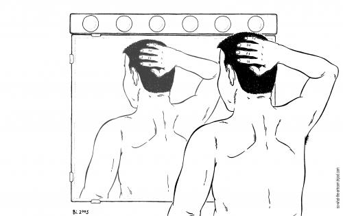 Cartoon: Good Morning (medium) by Penguin_guy tagged baehr,thomas,spiegelbild,mirror,spiegel,morgen,guten,badezimmer,bathroom,badezimmer,bad,spiegel,mann,morgens,spiegelbild,kopie