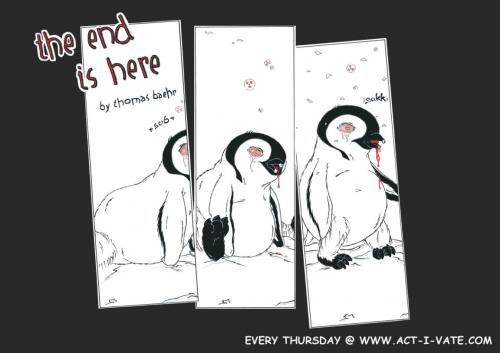 Cartoon: The End is Here (medium) by Penguin_guy tagged penguins,pinguine,atom,bomb,atombombe,tod,verderben,death,war,krieg,thomas,baehr,klimawandel,climate,change