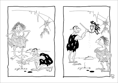 Cartoon: Evolution (medium) by paraistvan tagged woman,coal,drawing,prehistoric,evolution
