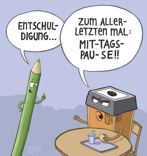 Cartoon: ... (medium) by Tobias Wieland tagged job,arbeit,mittagspause,pause,mittag,stift,spitzer,spitzer,stift,pause,mittagspause,arbeit,job