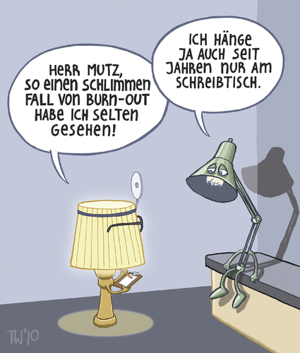 Cartoon: ... (medium) by Tobias Wieland tagged praxis,doktor,ausgebrannt,syndrom,out,burn,arzt,lampe,lampe,arzt,burn out syndrom,ausgebrannt,praxis,doktor,arbeit,job,stress,gesundheit,burn,out,syndrom