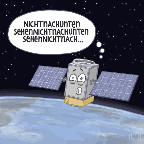 Cartoon: ... (medium) by Tobias Wieland tagged satellit,erde,höhenangst,höhe,angst,all,weltraum,orbit,umlaufbahn,satellit,erde,höhenangst,höhe,angst,all,weltraum,orbit,umlaufbahn