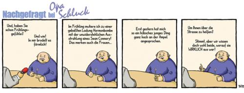 Cartoon: Nachgefragt bei Opa Schluck (medium) by Tobias Wieland tagged opa,schluck,frühling,interview