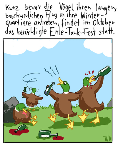 Cartoon: Neues aus der Kalauerecke (medium) by Tobias Wieland tagged ente,alkohol,trinken,saufen