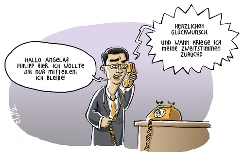 Cartoon: Rösler bleibt (medium) by Tobias Wieland tagged lindner,parteitag,landtag,weil,mcallister,spd,grünen,fdp,cdu,zweitstimme,philipp,rösler,wahl,hannover,karikatur,niedersachsen,niedersachsen,hannover,wahl,rösler,philipp,zweitstimme,cdu,fdp,grünen,spd,mcallister,weil,landtag,parteitag,lindner