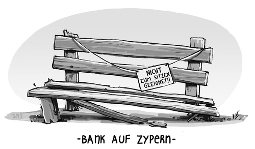 Cartoon: ZypernBank (medium) by Tobias Wieland tagged zypern,rettung,bank,banken,krise,rettungspaket,karikatur,cartoon,eu,euro,europa,finanzen,finanzsektor