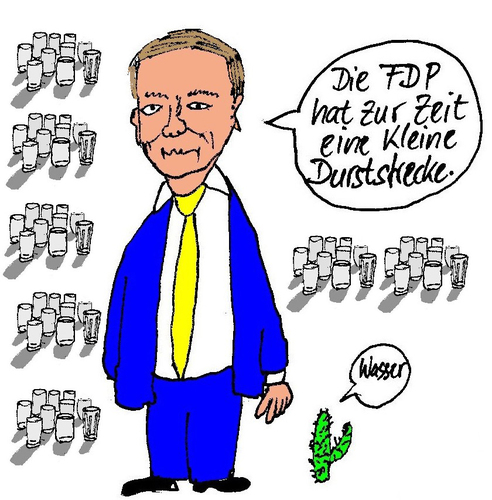 Cartoon: FDP mit kleiner Durststrecke (medium) by Marbez tagged thüringen,wahl,durststrecke,fdp
