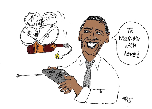 Cartoon: To Wladi-Mir with love. (medium) by Marbez tagged putin,obama,krim