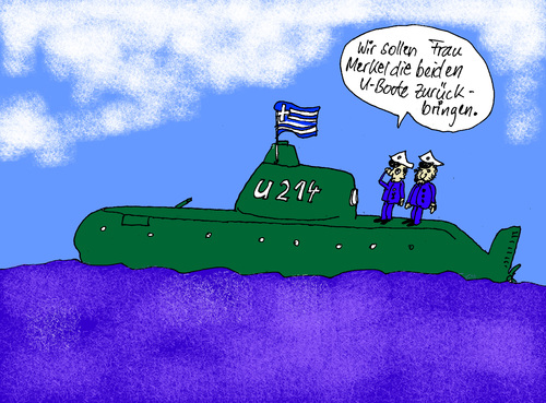 Cartoon: Trojanisches U Boot (medium) by Marbez tagged uboot,griechenland,rückgabe