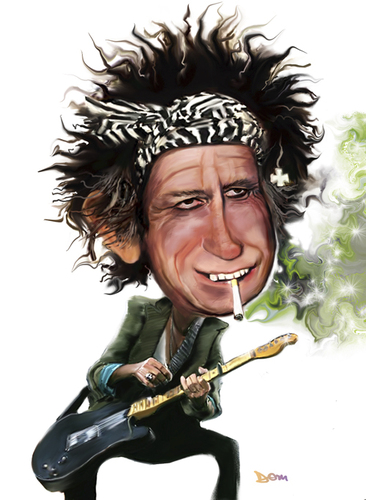 Cartoon: Keith Richards (medium) by Dom Richards tagged keith,richards,rolling,stones,rockstar,guitar,caricature