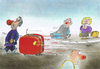 Cartoon: The wheeled luggage (small) by kamil yavuz tagged luggage,production