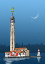 Cartoon: BRIDGE ISTANBUL (small) by Hilmi Simsek tagged istanbul,girls,galata,tower,obelisk