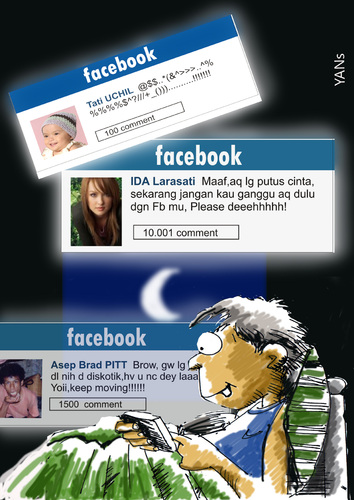 Cartoon: FB fever (medium) by yan setiawan tagged facebook,fever