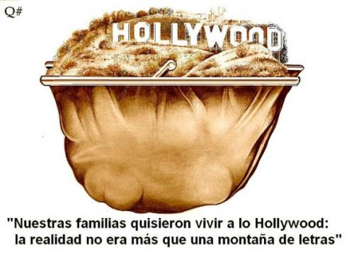 Cartoon: HOLLYWOOD (medium) by QUIM tagged hollywood,,illustration,berg,hügel,buchstaben,familien,hollywood,markenzeichen,leben,status,amerika,filmindustrie,usa,ruhm,anerkennung,abc