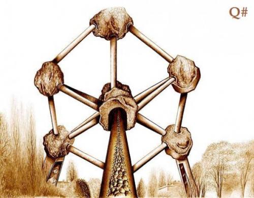 Cartoon: STONES OF BRUSSELS (medium) by QUIM tagged cabbage,brusseles,atomium,age,stone,europe,construction