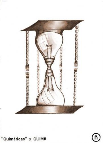 Cartoon: UNTITLED (medium) by QUIM tagged time,,illustration,sanduhr,zeit,ablaufen,rinnen,birne,glühbirne,licht,bizarr,leben,lebenslicht