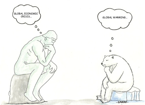 Cartoon: global thinking (medium) by emraharikan tagged global,warming,economy,economic,crisis