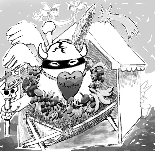 Cartoon: hole-year-egg (medium) by daPinsli tagged xmasegg,valentinesegg,egg,halloweenegg