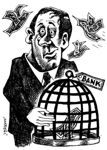 Cartoon: banker (medium) by Medi Belortaja tagged banker,money,birds,cage