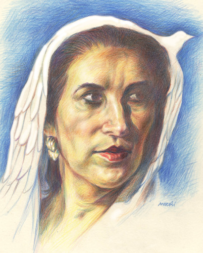 Cartoon: Benazir Bhutto (medium) by Medi Belortaja tagged bhutto,benazir