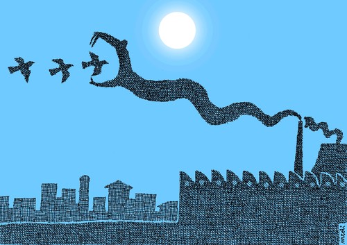Cartoon: birds (medium) by Medi Belortaja tagged smog,factory,environment,pollution,snake,birds