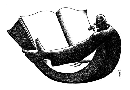 Cartoon: book manf (medium) by Medi Belortaja tagged literature,reading,books