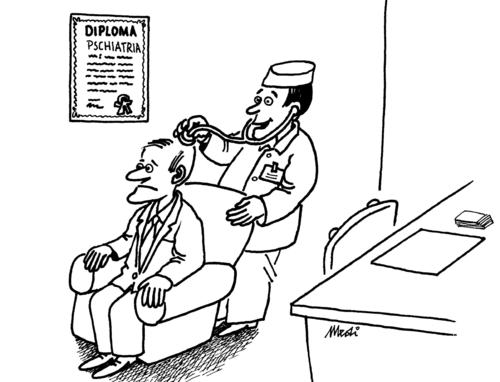 Cartoon: diploma (medium) by Medi Belortaja tagged diploma,patient,doctor,mind,sick,illness,humor