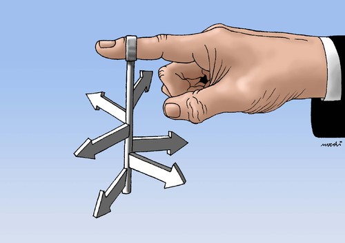 Cartoon: political directions (medium) by Medi Belortaja tagged poliyics,dictatorship,democracy,politics,road,directions