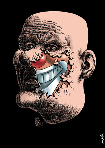 Cartoon: double face (medium) by Medi Belortaja tagged clown,face,hypokrizia,double