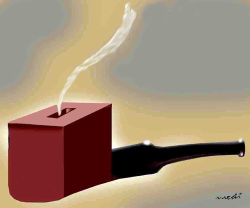 Cartoon: election pipe (medium) by Medi Belortaja tagged pipe,elections,ballot,box